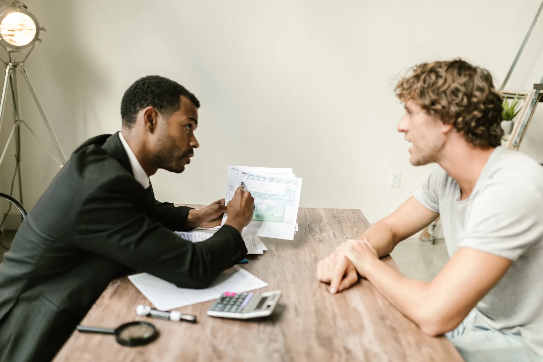 Advisor discussing documents with a client